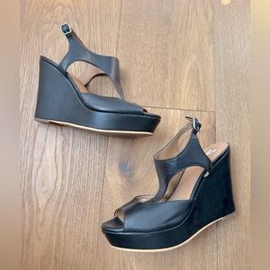 BP. Black Retro Wedge Sandal Size